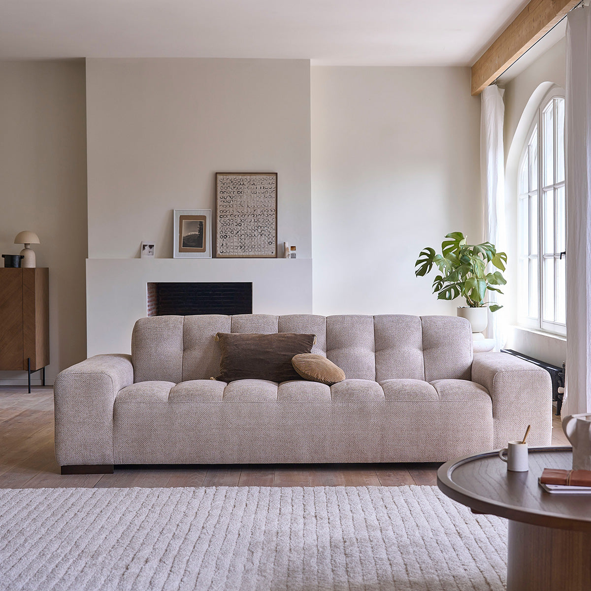 Sofa aus Samt, mit 4 Sitzplätzen, beige