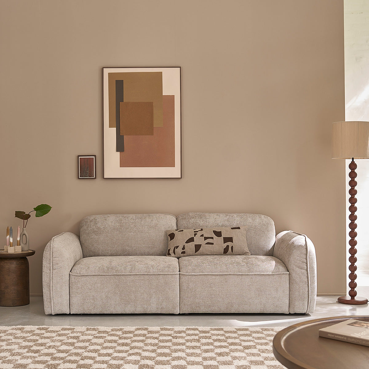Beiges 3-Sitzer-Sofa aus Samt