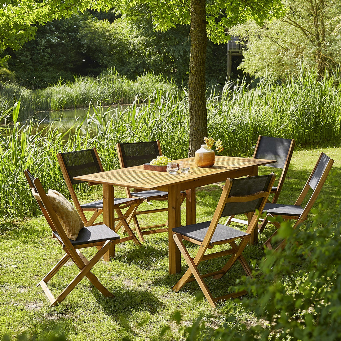 HANOÏ - Ausziehbare Gartenlounge aus FSC-Akazie 6/8 Sitzplätze