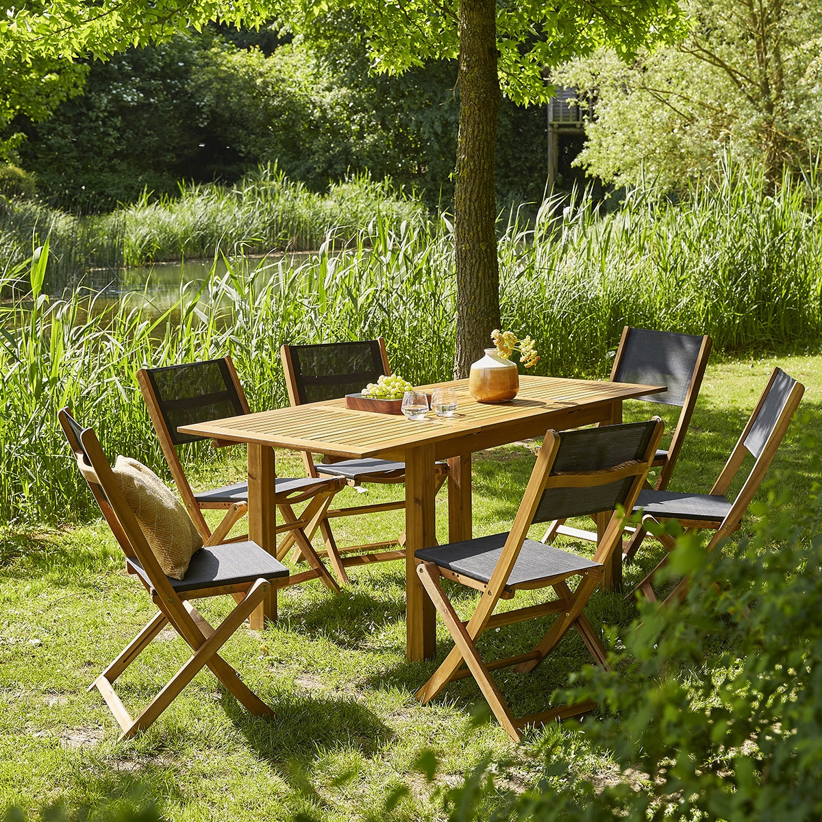 HANOÏ - Ausziehbare Gartenlounge aus Akazie 6/8 Sitze