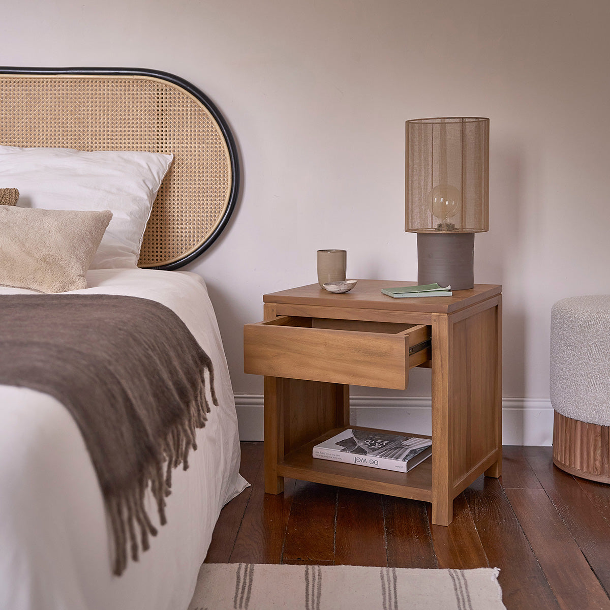 TRISTAN - Table de chevet en teck massif 50 cm