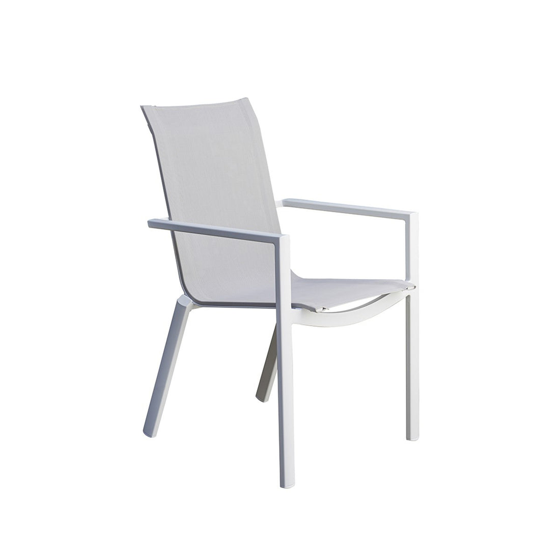TULUM - Gartensessel aus weißem Aluminium und grauem Textilene