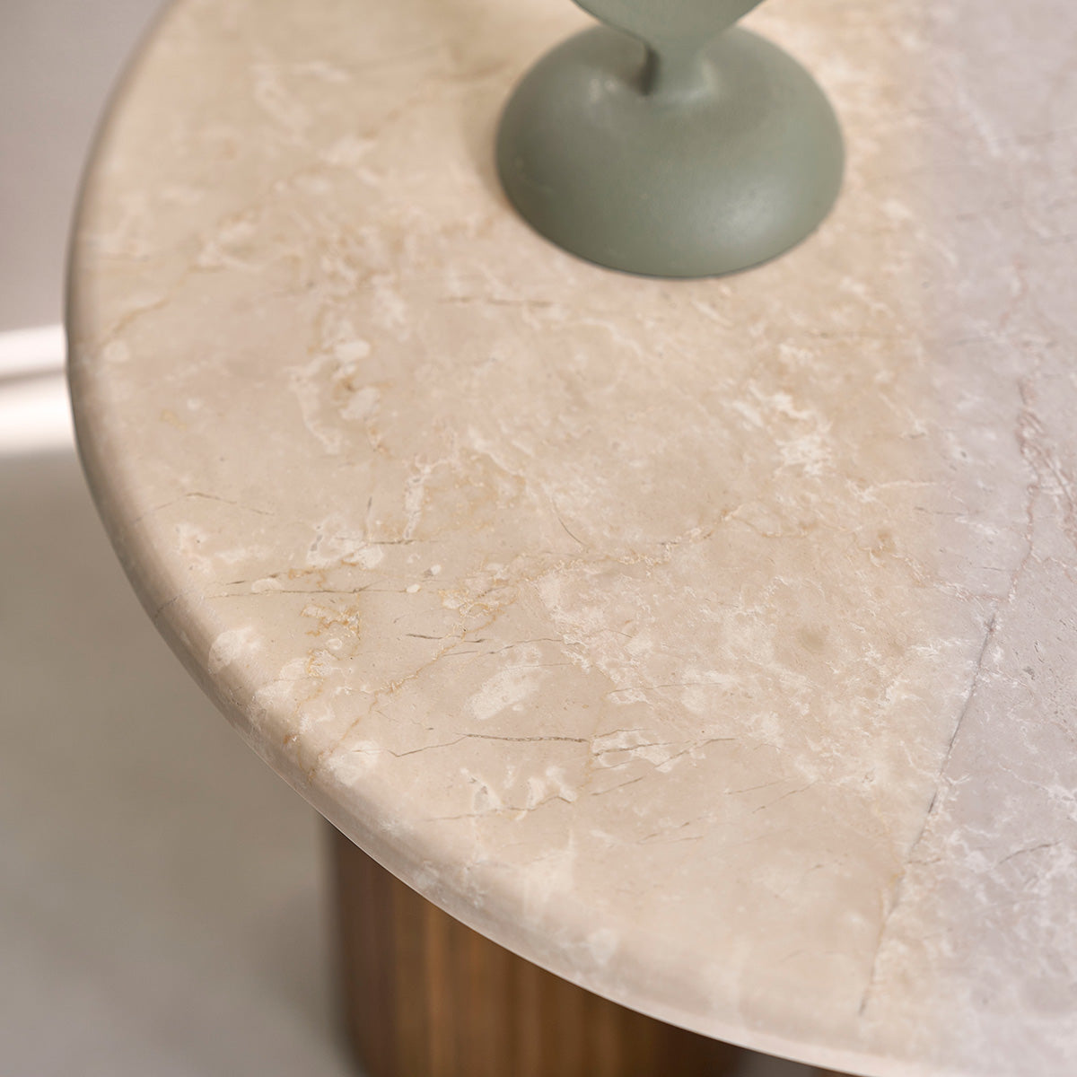 TOSCANE - Table d'appoint en bois de manguier et marbre ronde