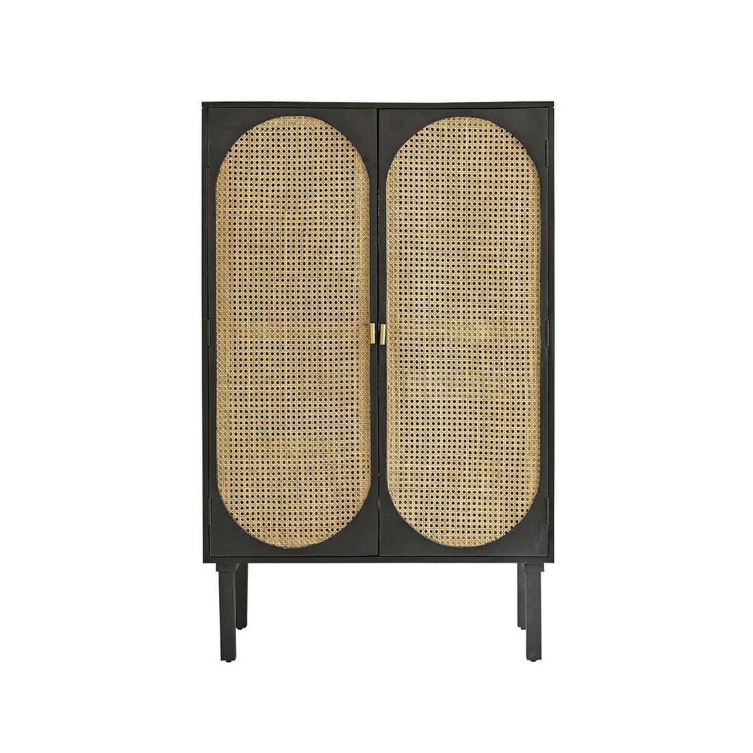 ZULMA - Schrank aus massivem Mangoholz und mit Rohrgeflecht 90 cm