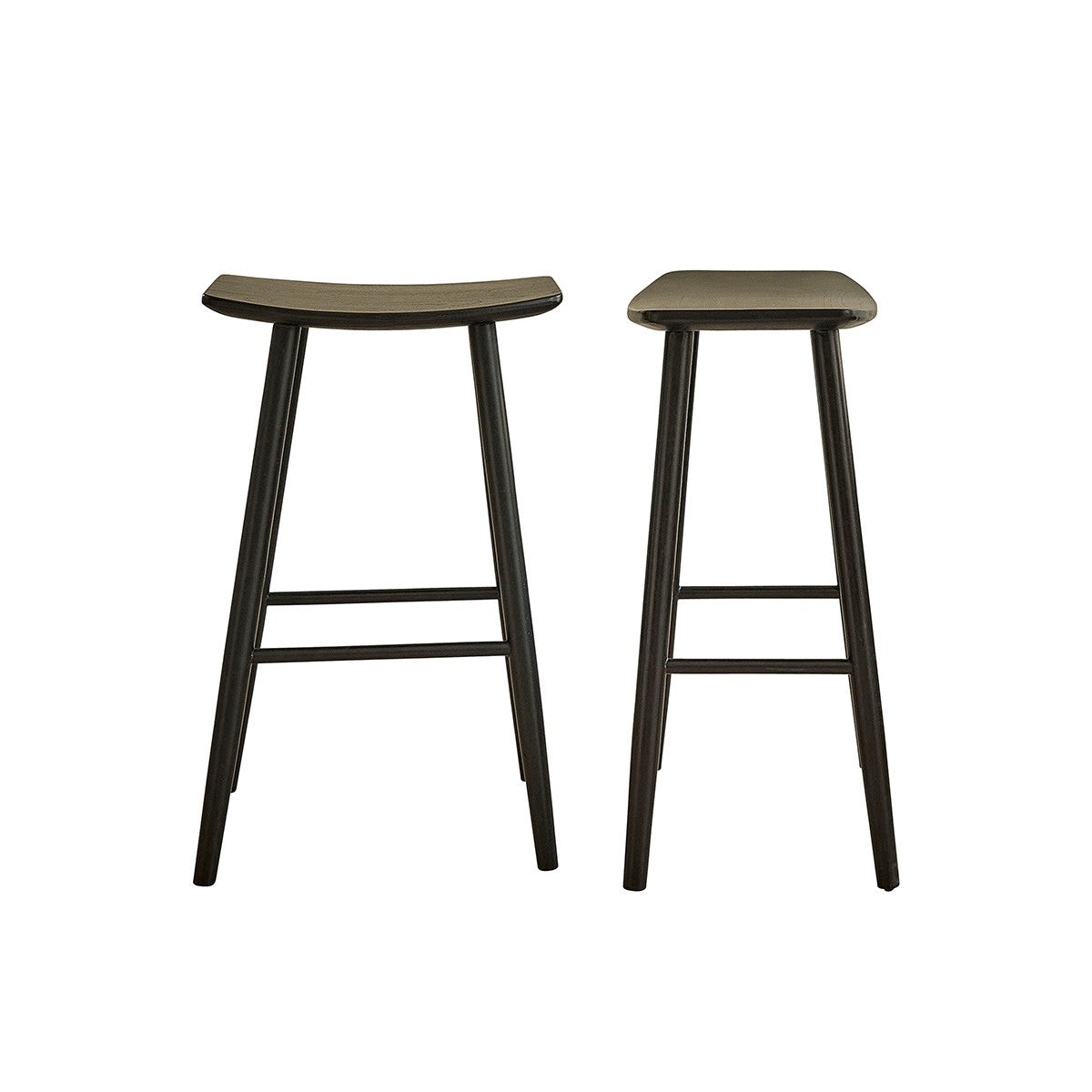 AMBRE - Set aus 2 Hockern aus massivem Teakholz schwarz 75 cm