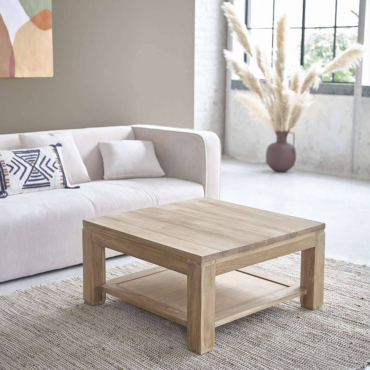 BOSTON - Couchtisch aus massivem Teakholz 80 cm 