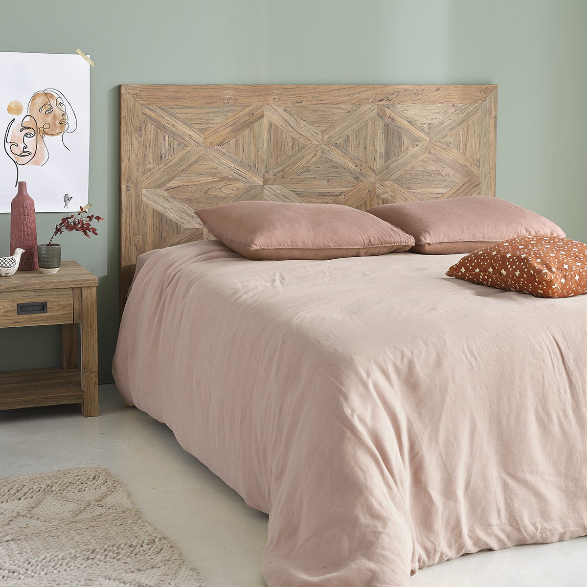 CARGO - Kopfteil aus massivem, recyceltem Teakholz 160 cm