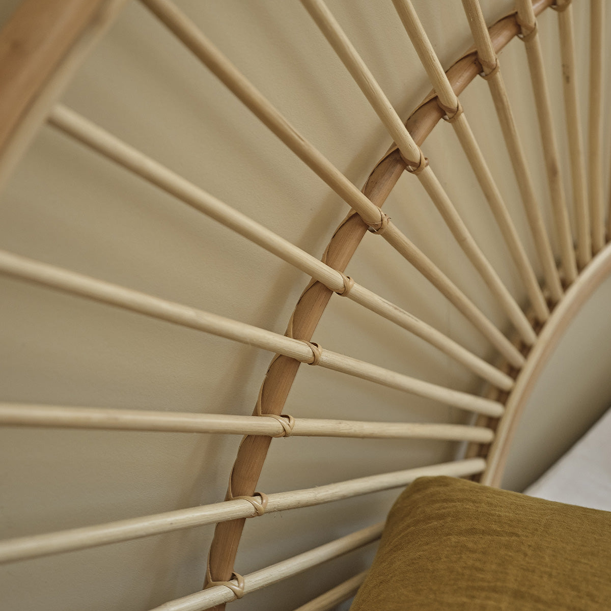 BOHO - Tête de lit arrondie en rotin 160 cm