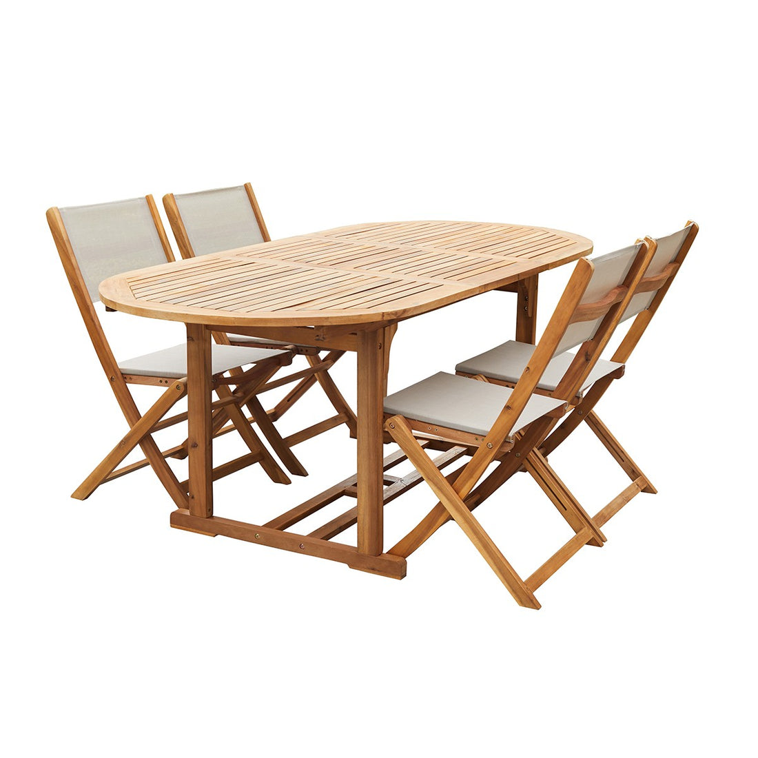 HANOÏ - Gartenlounge aus massivem Akazienholz und grauem Textilene 4 Sitze