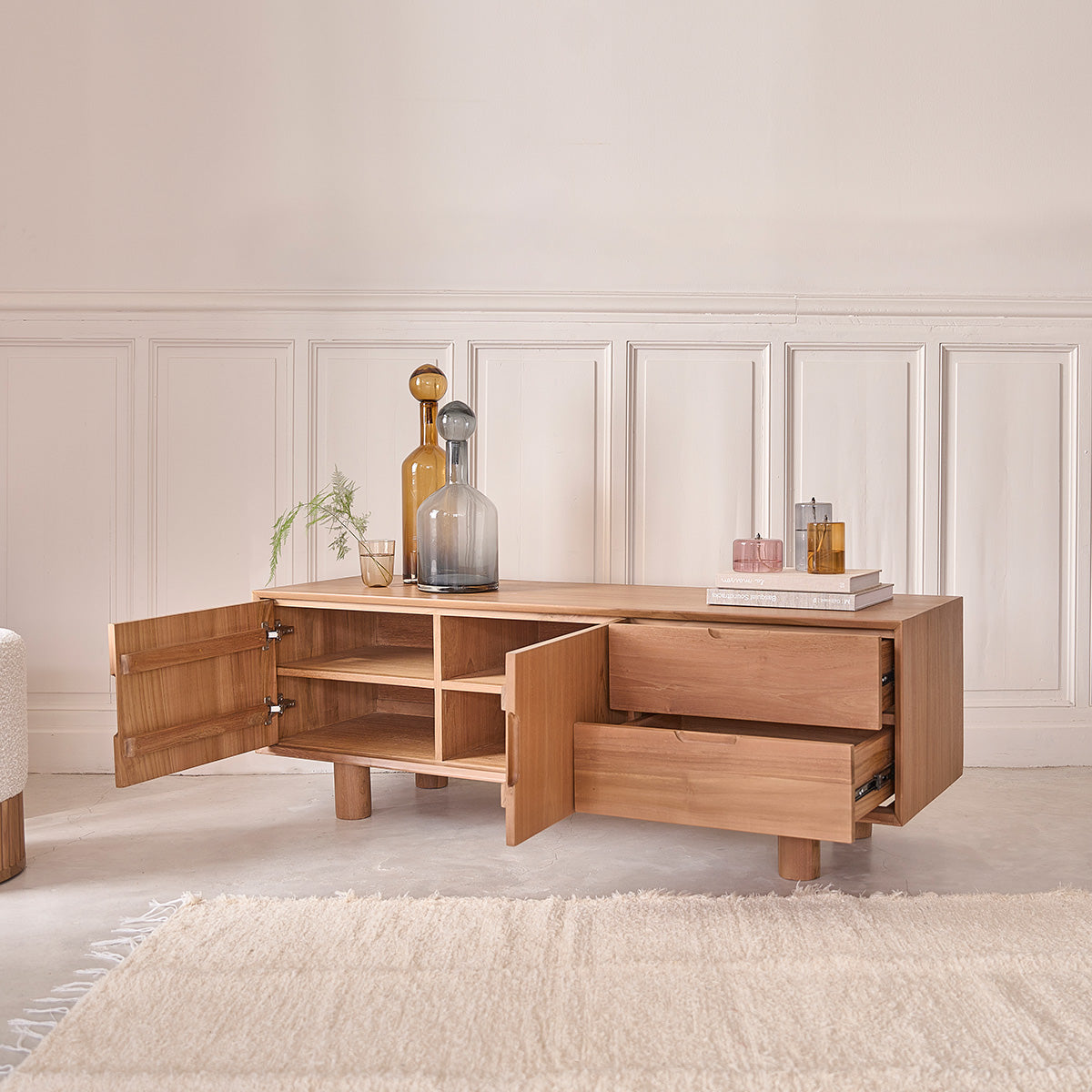GUSTAVE - TV-Möbel aus massivem Teakholz 150 cm GUSTAVE