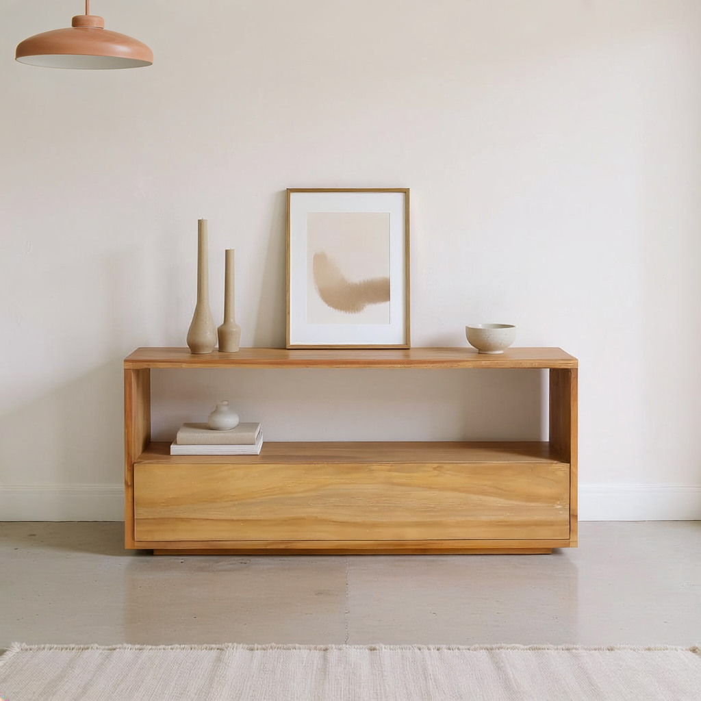 NIDO - TV-Möbel aus massivem Teakholz 90 cm