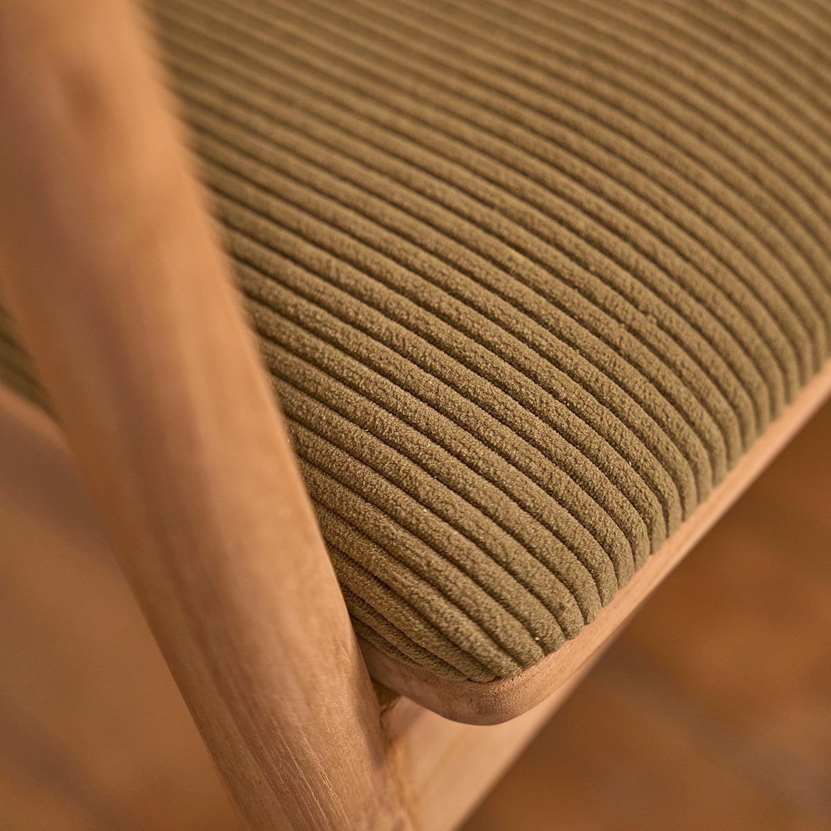 AMBRE - Set aus 2 Stühlen aus massivem Teakholz Cord-Sitzfläche Khaki