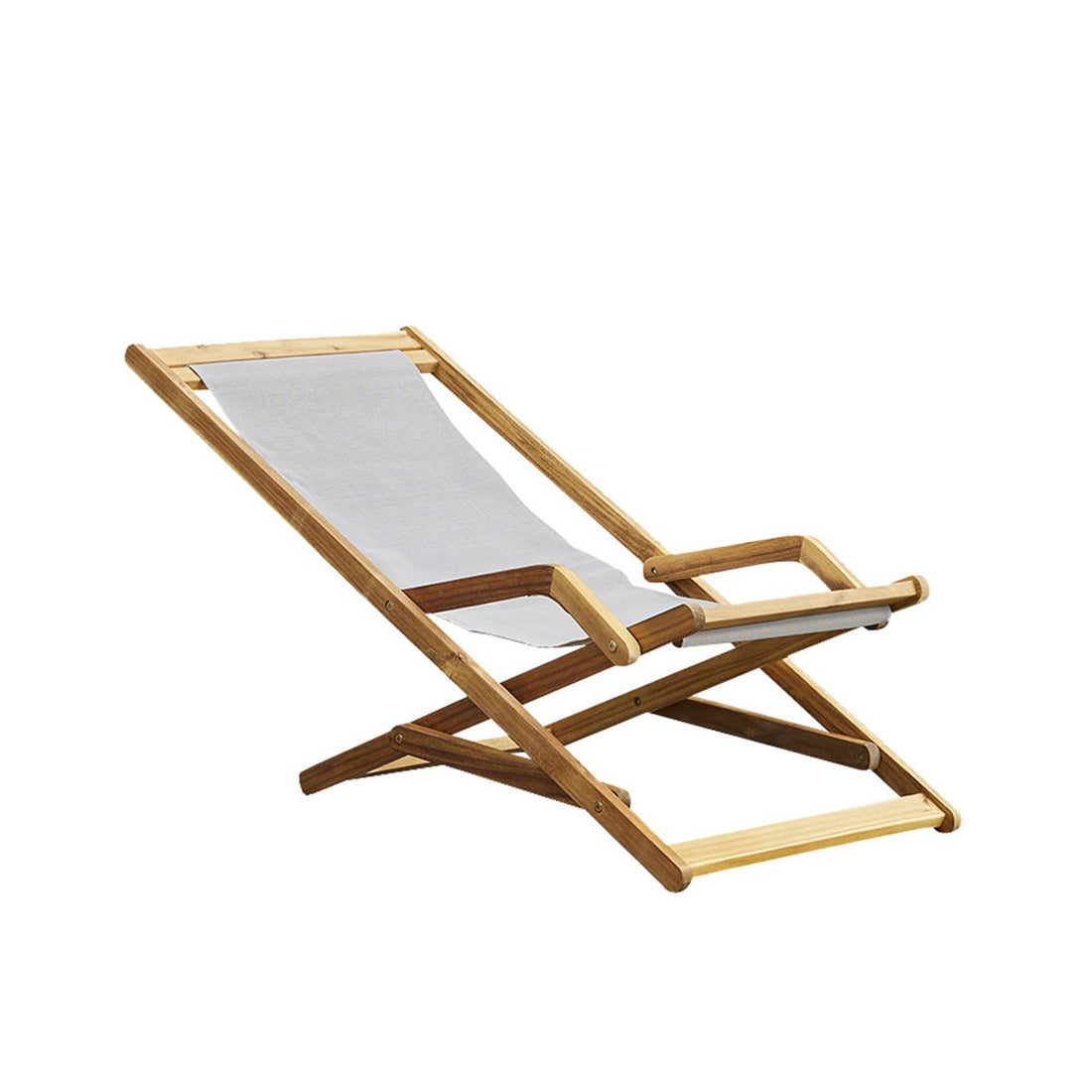 HANOÏ - Liegestuhl aus massivem Akazienholz und grauem Textilene