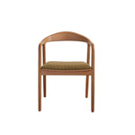 Stuhl aus massivem Teakholz mit Sitzfläche aus Cordsamt in Khaki-Farbe