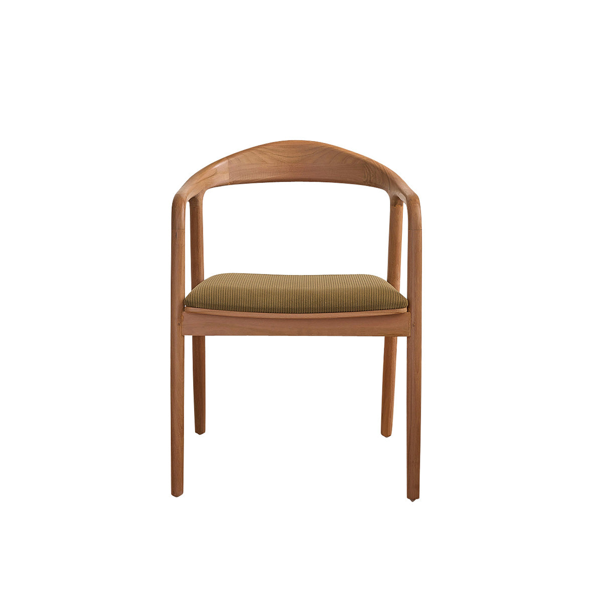 AMBRE - Stuhl aus massivem Teakholz mit Sitzfläche aus Cordsamt in Khaki-Farbe