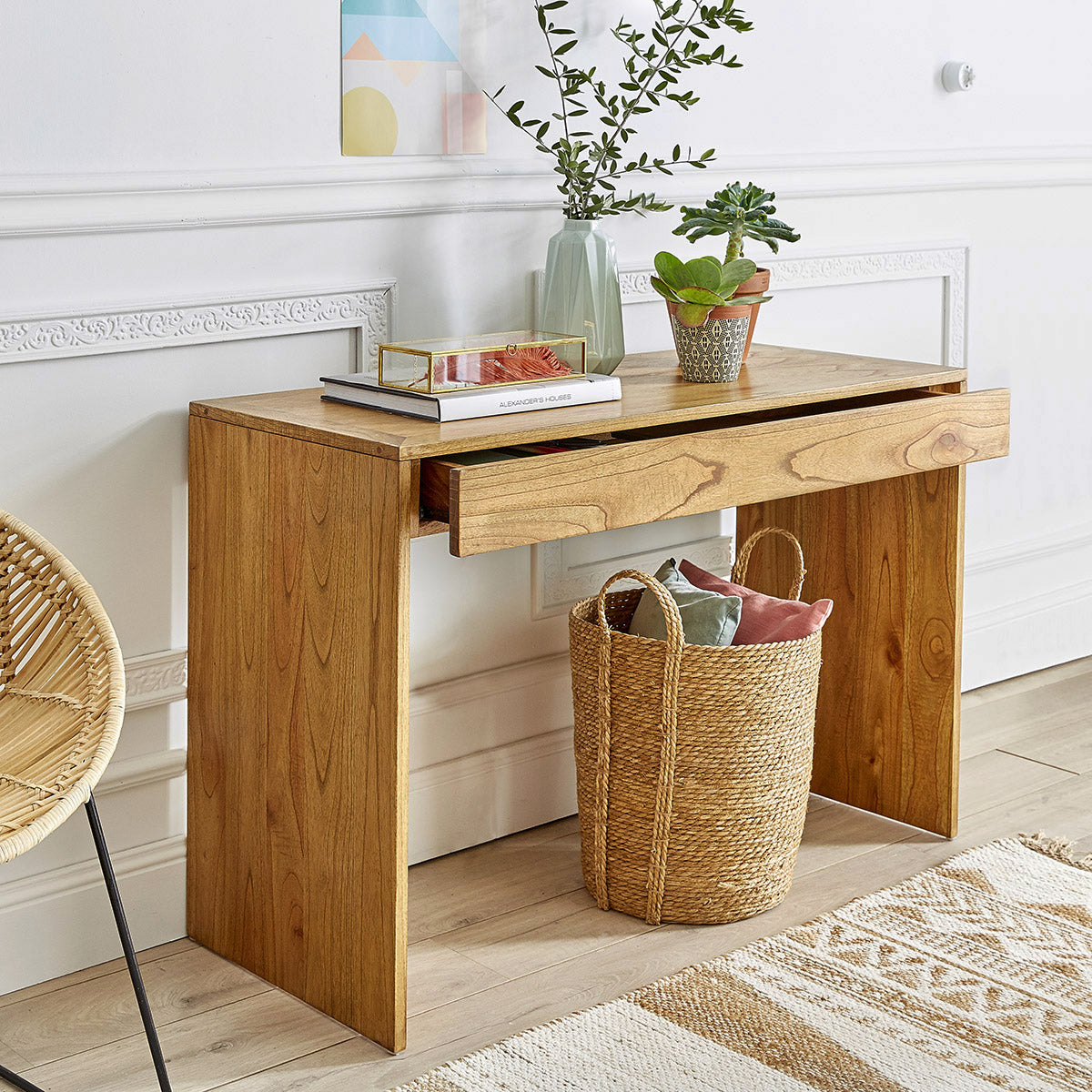 TILO - Konsole aus massivem Mindi 120 cm