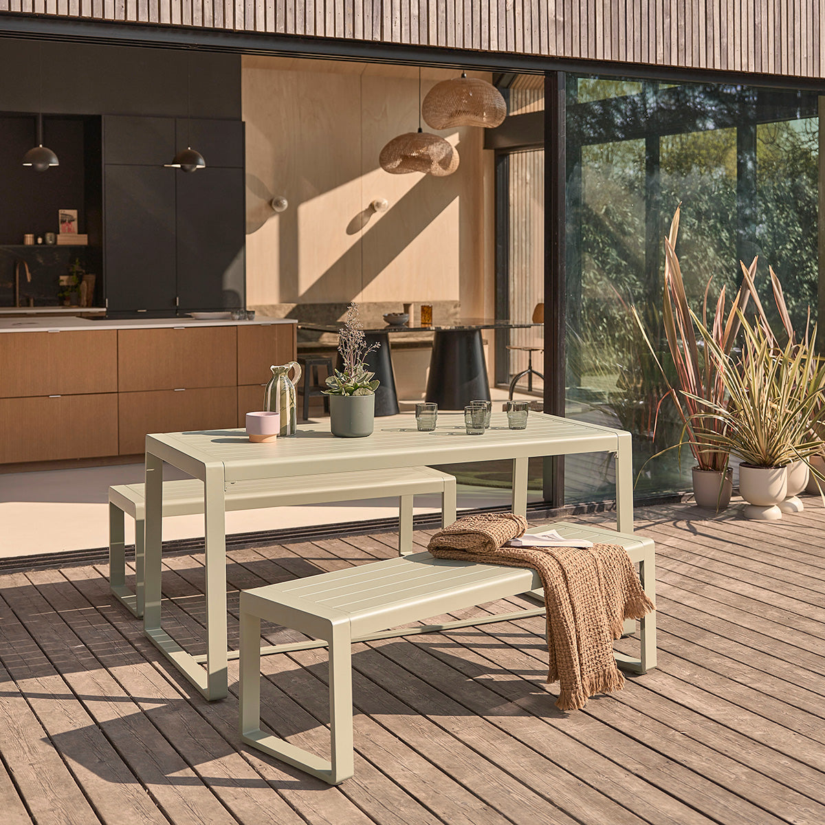 SÉLÈNE - Salon de jardin en aluminium vert 4/6 pers.