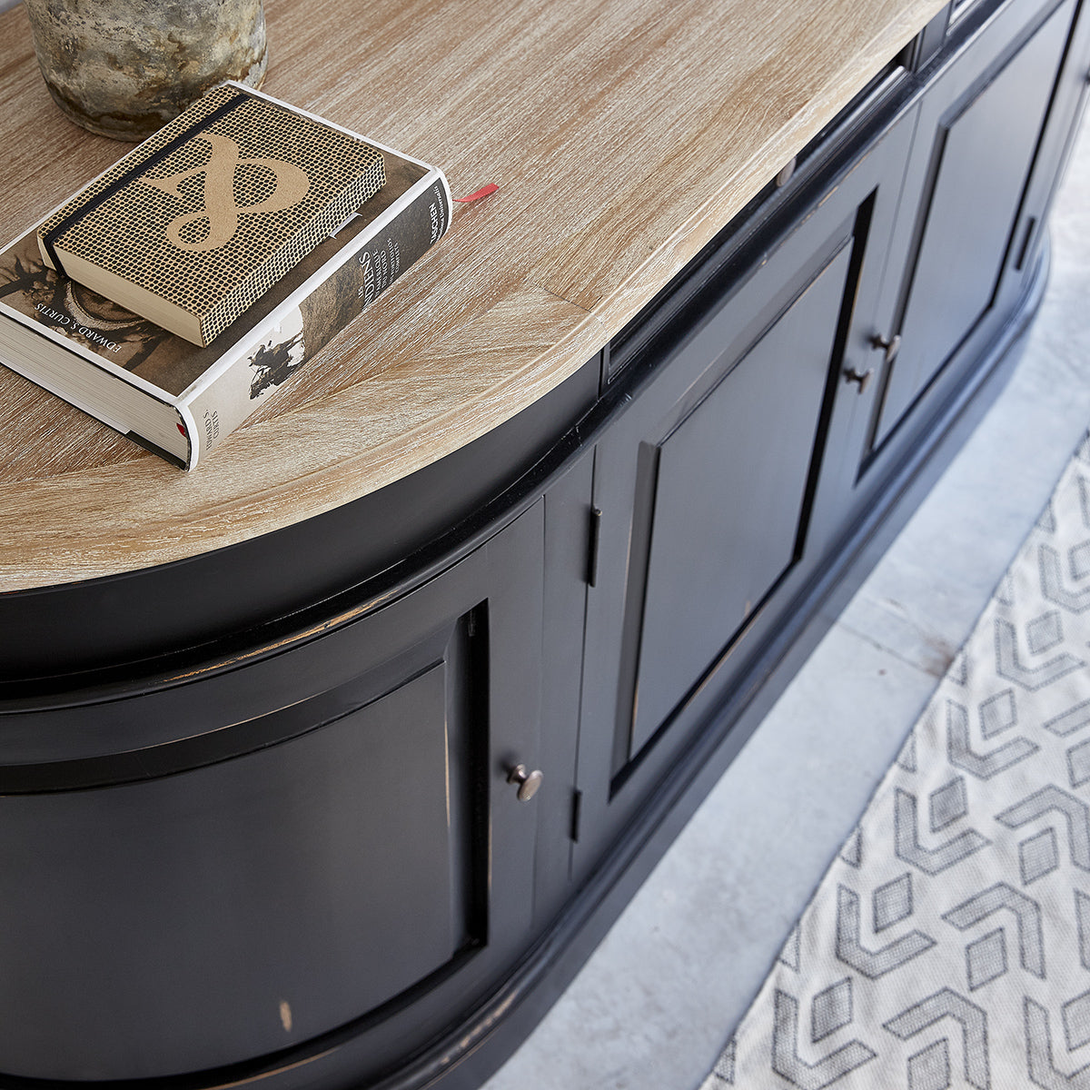LONDRES - Buffet aus Mahagoni und massivem Teakholz 180 cm schwarz