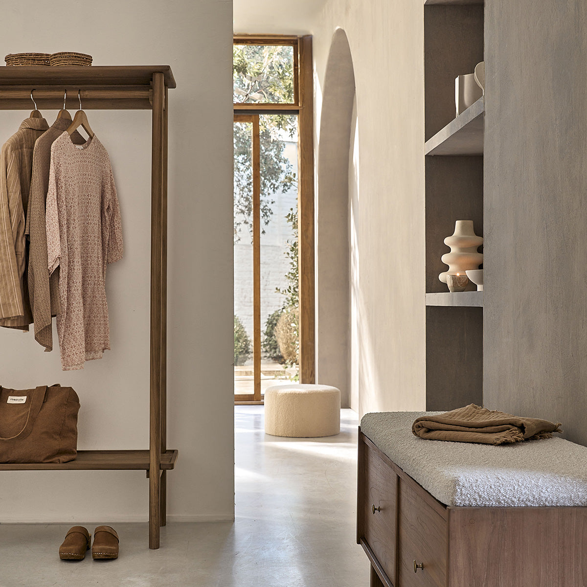 BOSTON - Portant en teck massif 85 cm