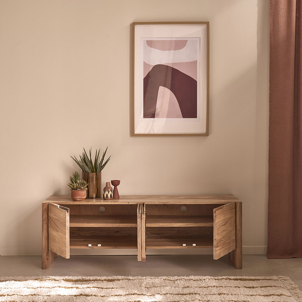 CALI - TV-Möbel aus massivem Akazienholz, 150 cm