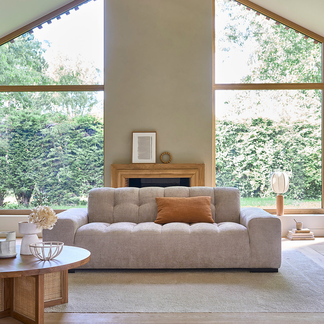 ALPHONSE - 3-Sitzer-Sofa in beigefarbenem gewebtem Samt