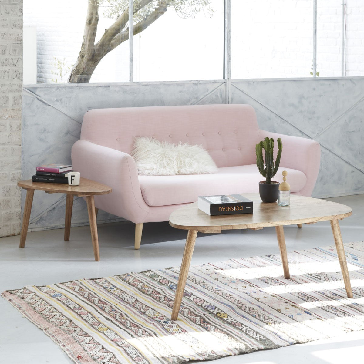 ODDA - Set von 2 Couchtischen aus massivem Mindy 100/62 cm 