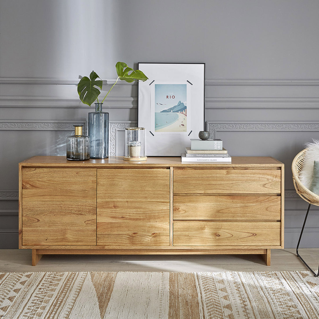 TILO - Kommode aus massivem Mindi 180 cm