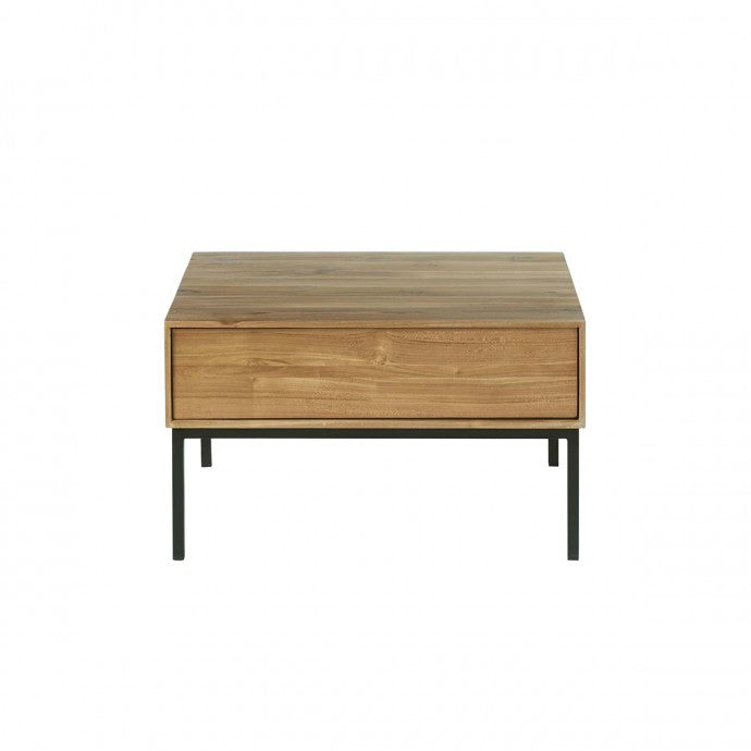 LINA - Couchtisch aus massivem Teakholz und Metall 70 cm 