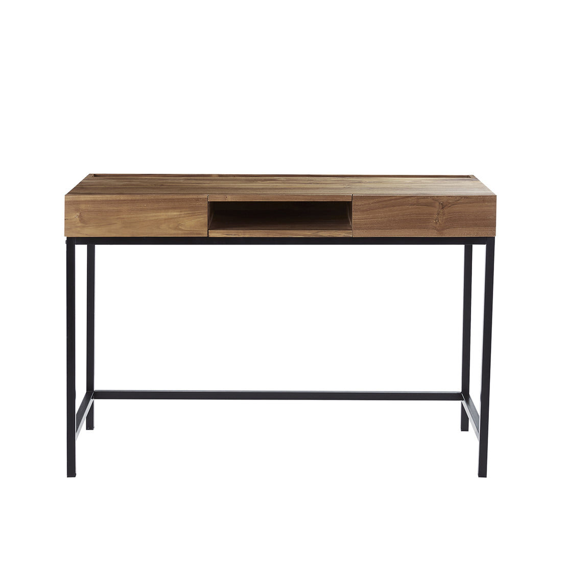LINA - Schreibtisch aus massivem Teakholz und Metall 120 cm 