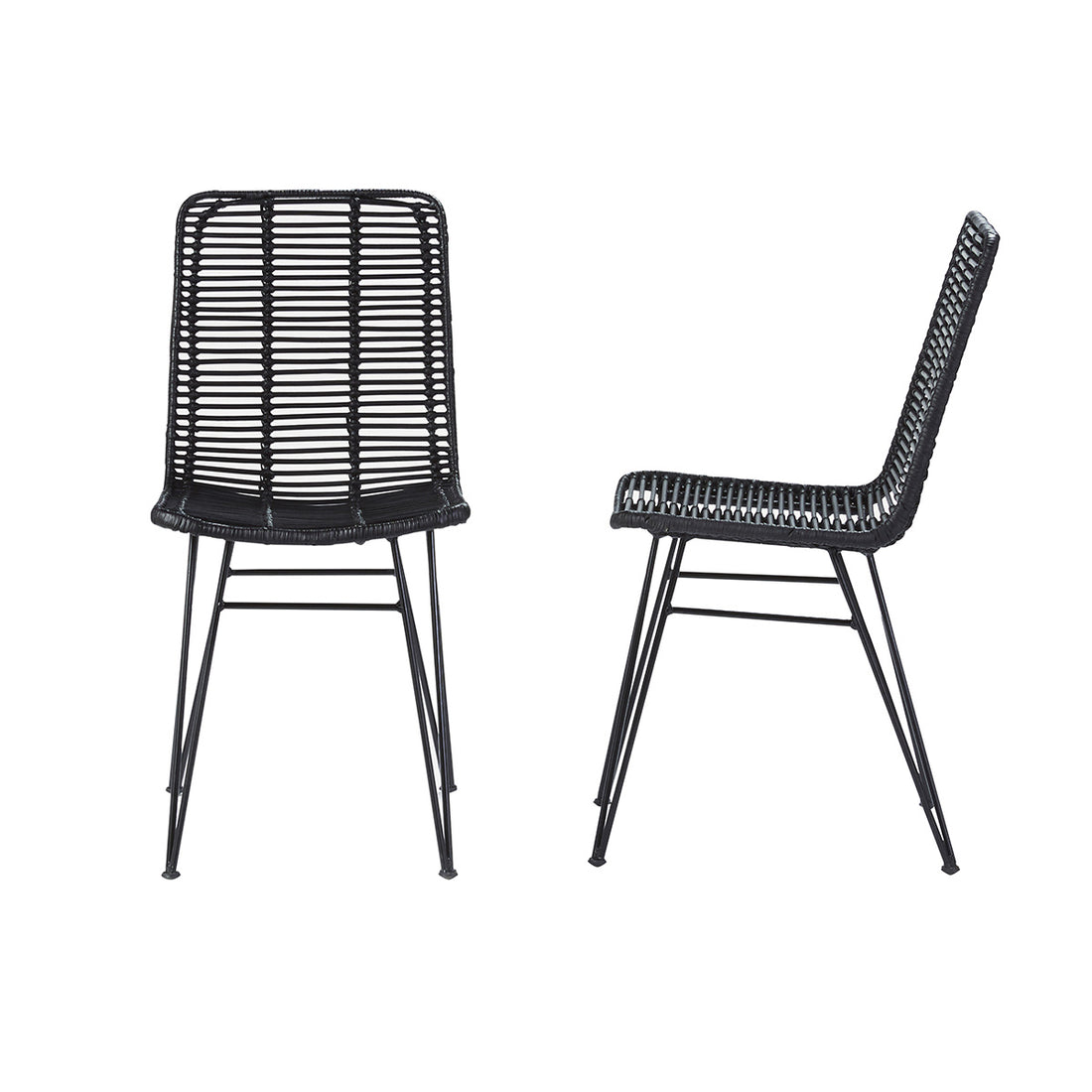 BOHEMA - Set aus 2 Stühlen aus Rattan und Metall schwarz 