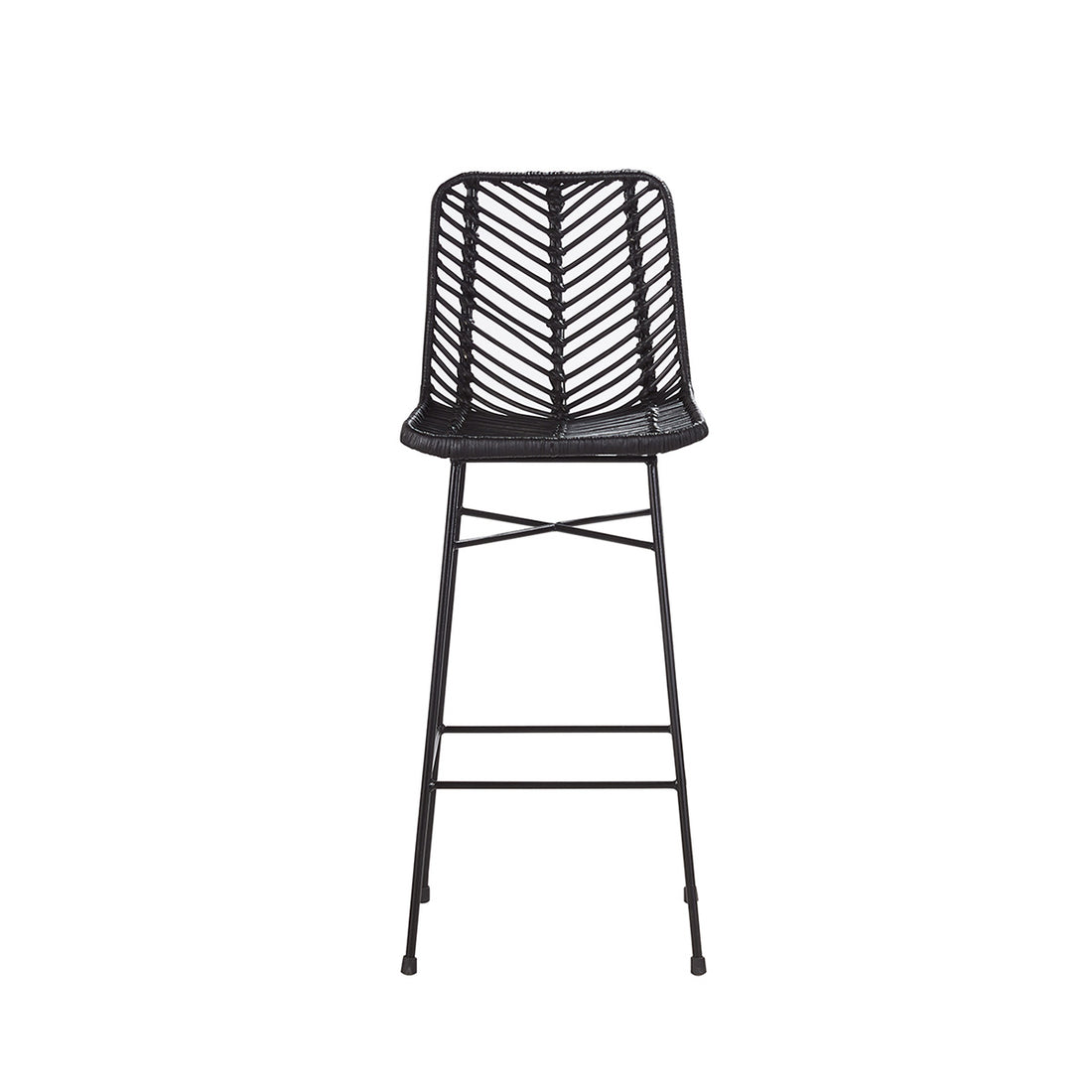 BOHEMA - Barhocker aus Rattan und schwarzem Metall 