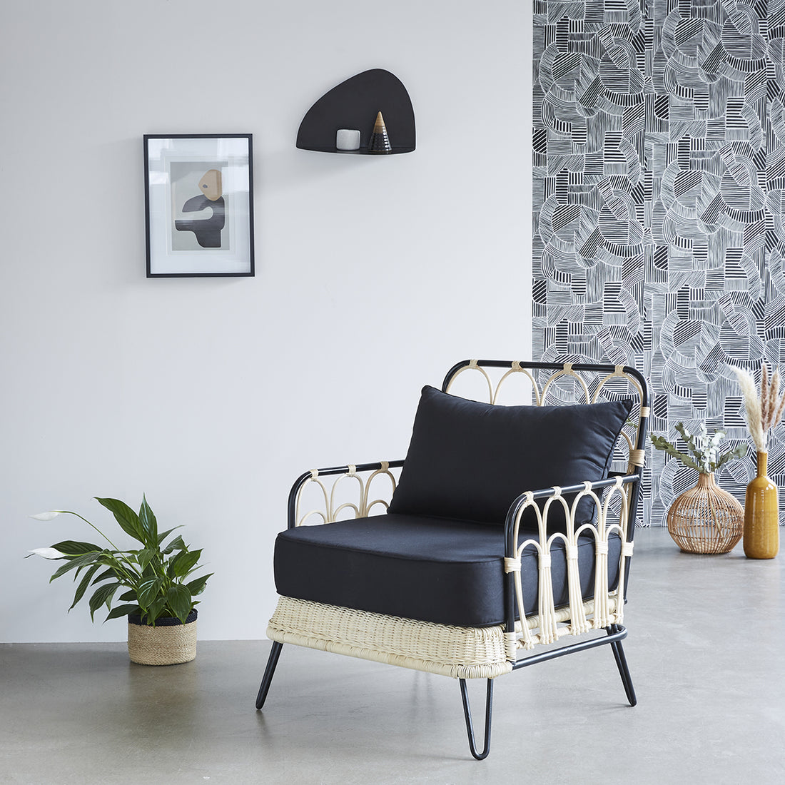 ALBANE - Sessel aus Rattan und Metall 