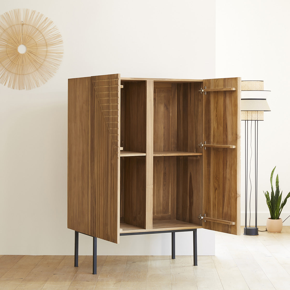 PORTLAND - Schrank aus massivem Teakholz 100 cm