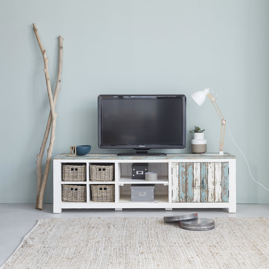ATLANTIC - TV-Möbel aus massivem recyceltem Holz 180 cm 