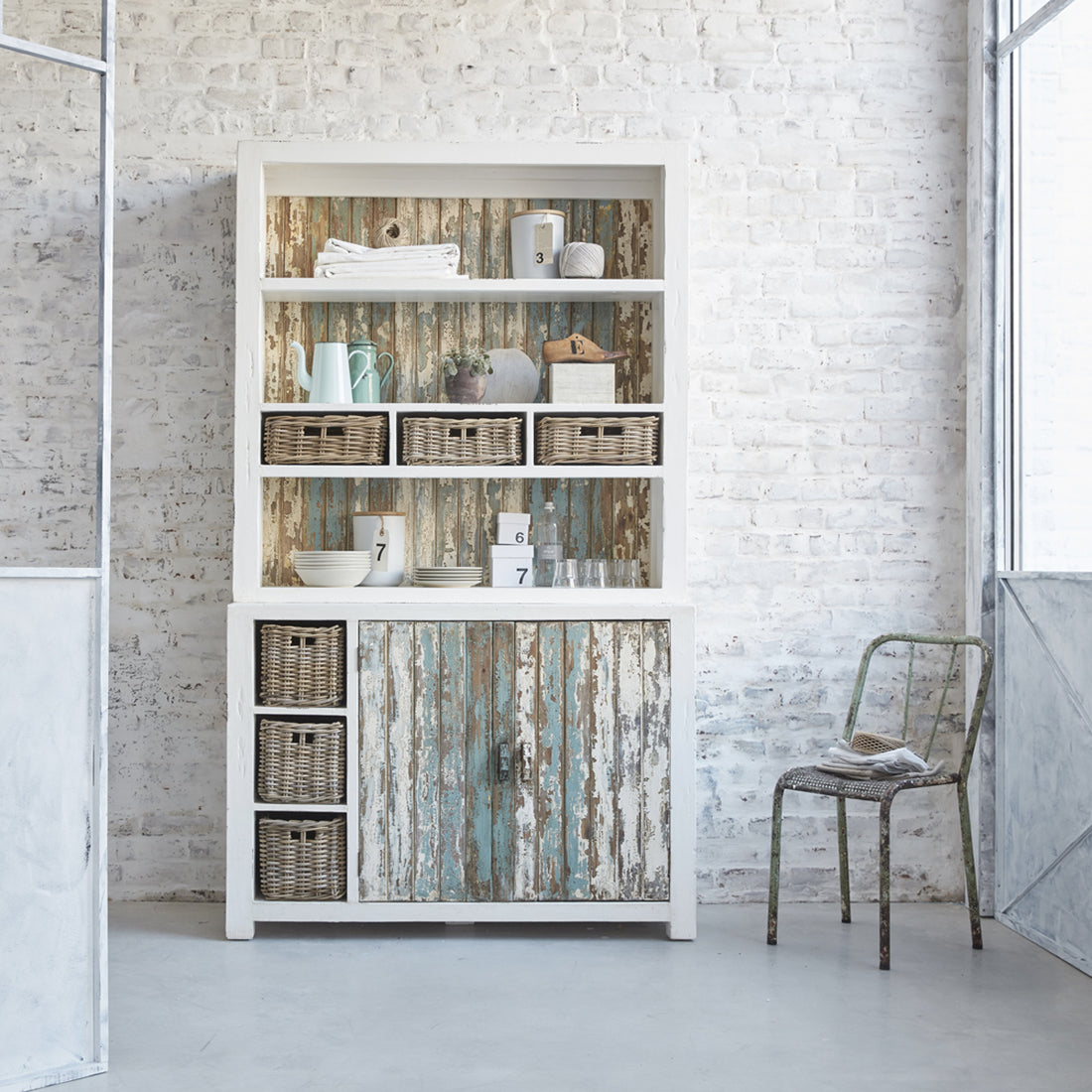 ATLANTIC - Bücherregal aus recyceltem Massivholz, H 218 cm
