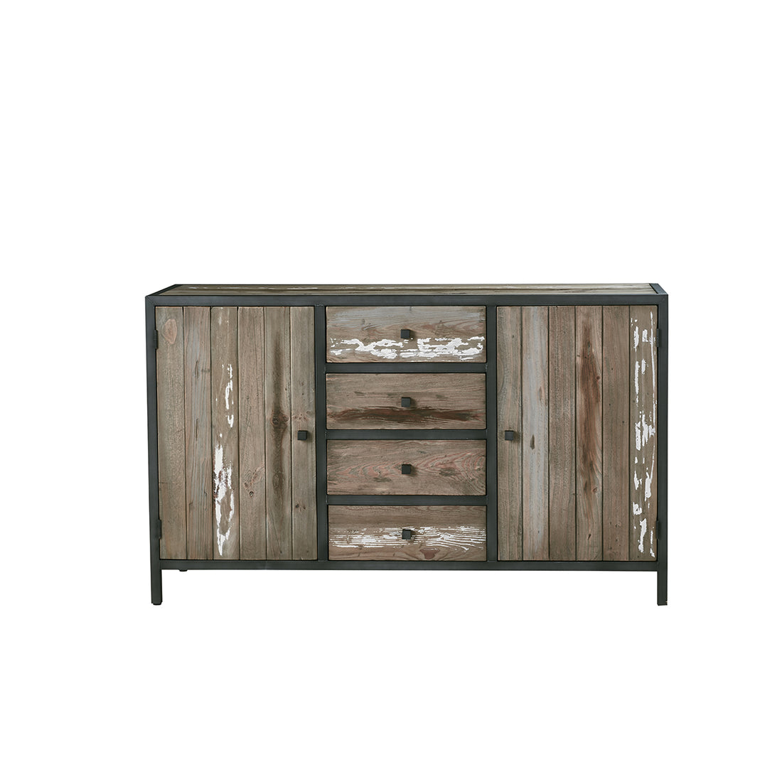INDUS - Kommode aus massivem recyceltem Holz und Metall 150 cm 