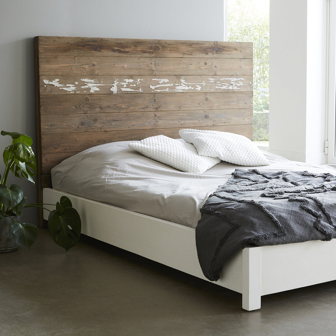 HONFLEUR - Bett aus massivem recyceltem Holz 160 cm 