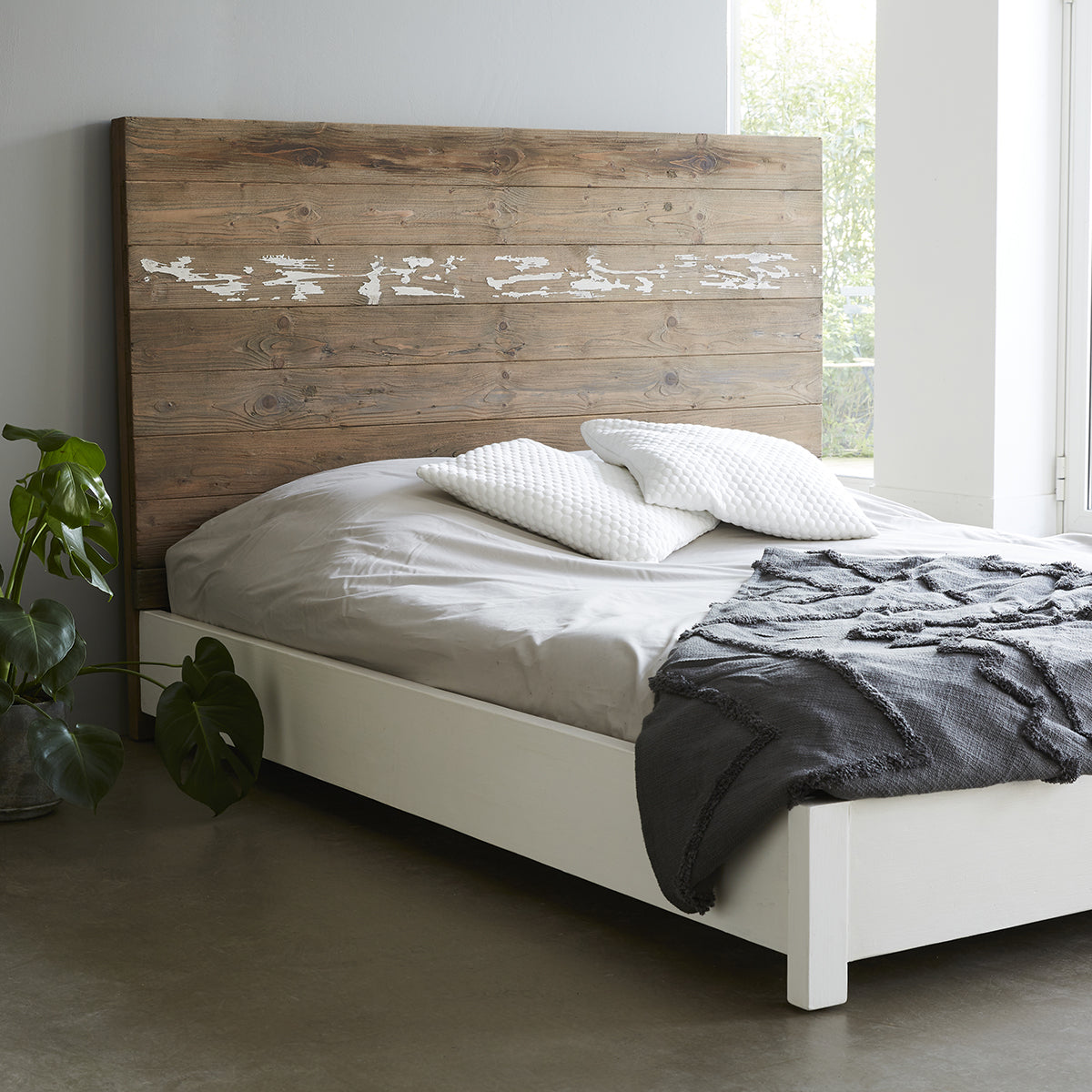 HONFLEUR - Bett aus massivem recyceltem Holz 160 cm, mit Lattenrost
