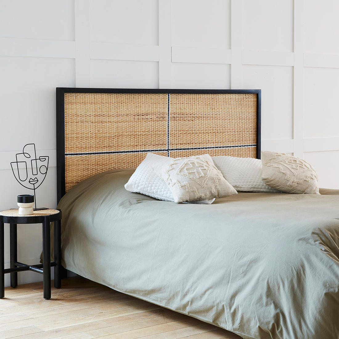 SOHO - Kopfteil aus Rattan und massivem Mindi 160 cm 