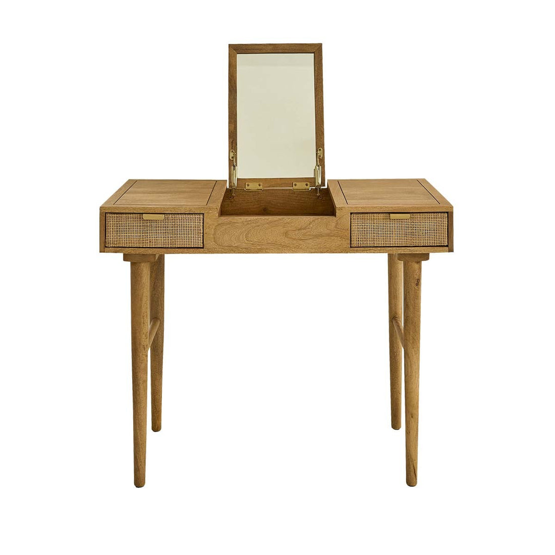 FELICIE - Schreibtisch aus massivem Mangoholz und Rohrgeflecht 90 cm