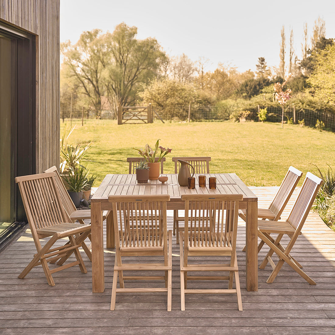 MALTE - Salon de jardin en teck massif 6/8 pers.