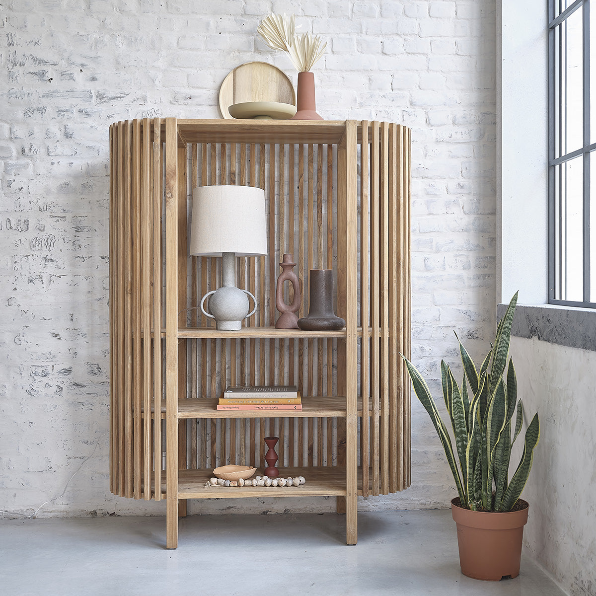 VICTORIA - Bücherregal aus massivem Teakholz 160 cm 