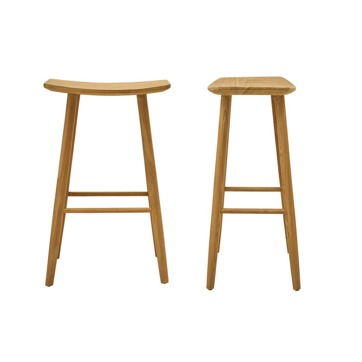 AMBRE - Set aus 2 Hockern aus massivem Teakholz 75 cm