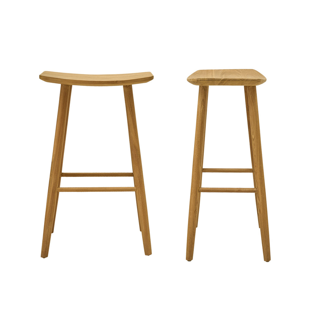 AMBRE - Set aus 2 Hockern aus massivem Teakholz 75 cm