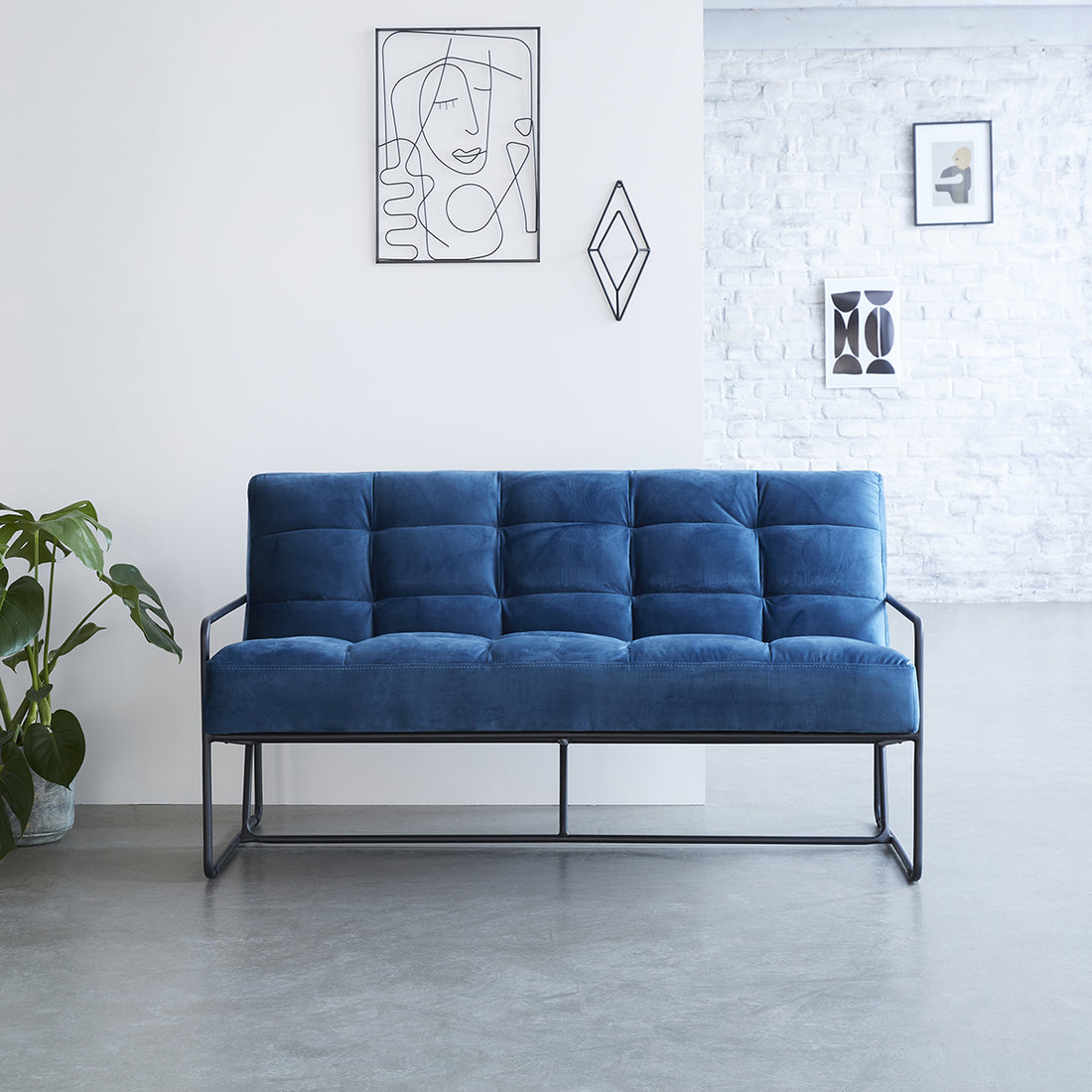 CHELSEA - 2-Personen-Sofa aus blauem Samt 