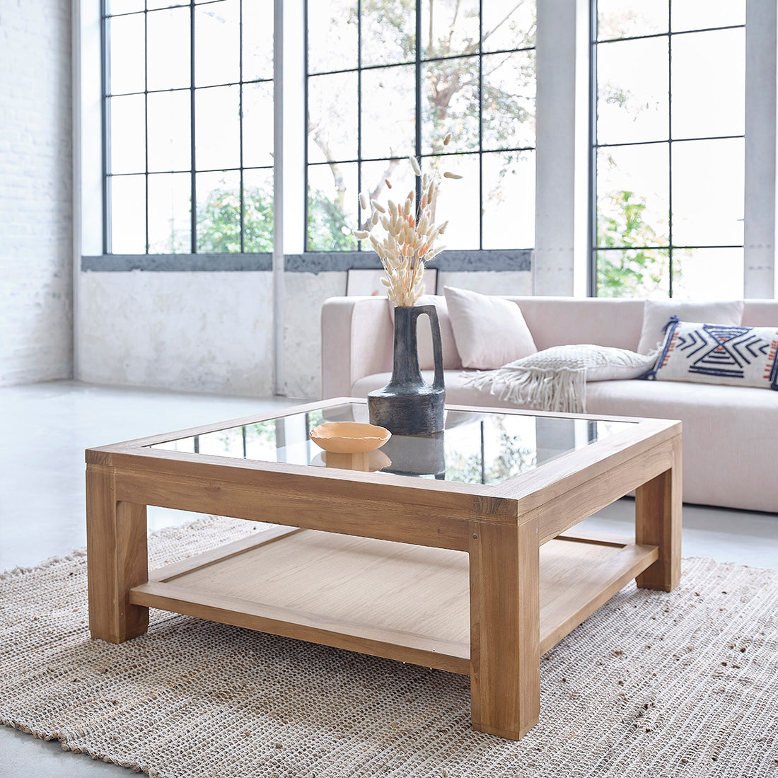 BOSTON - Couchtisch aus massivem Teakholz 100 cm 