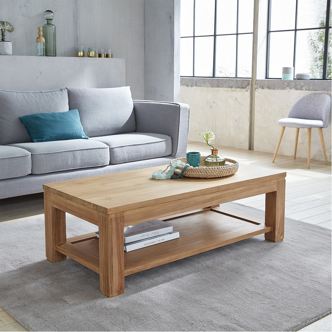 BOSTON - Couchtisch aus massivem Teakholz 120 cm 