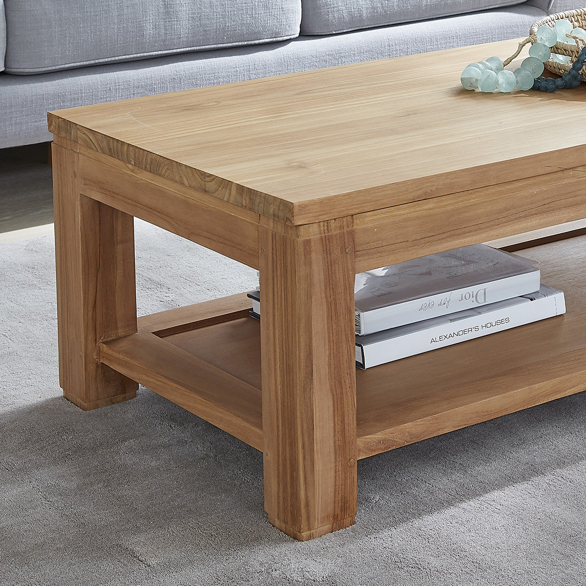 BOSTON - Couchtisch aus massivem Teakholz 120 cm 