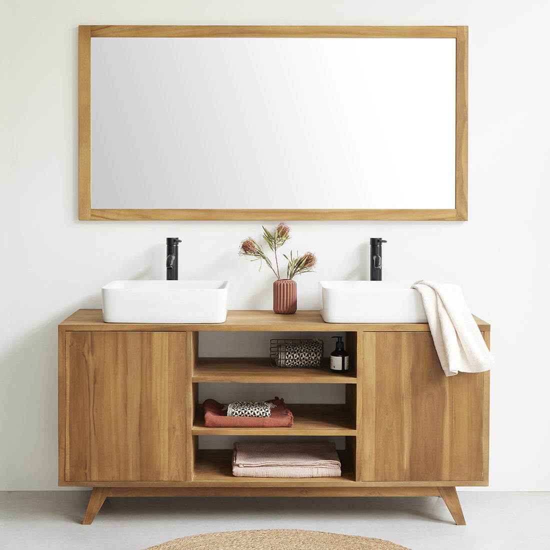RIO - Waschtischunterschrank aus massivem Teakholz 160 cm 