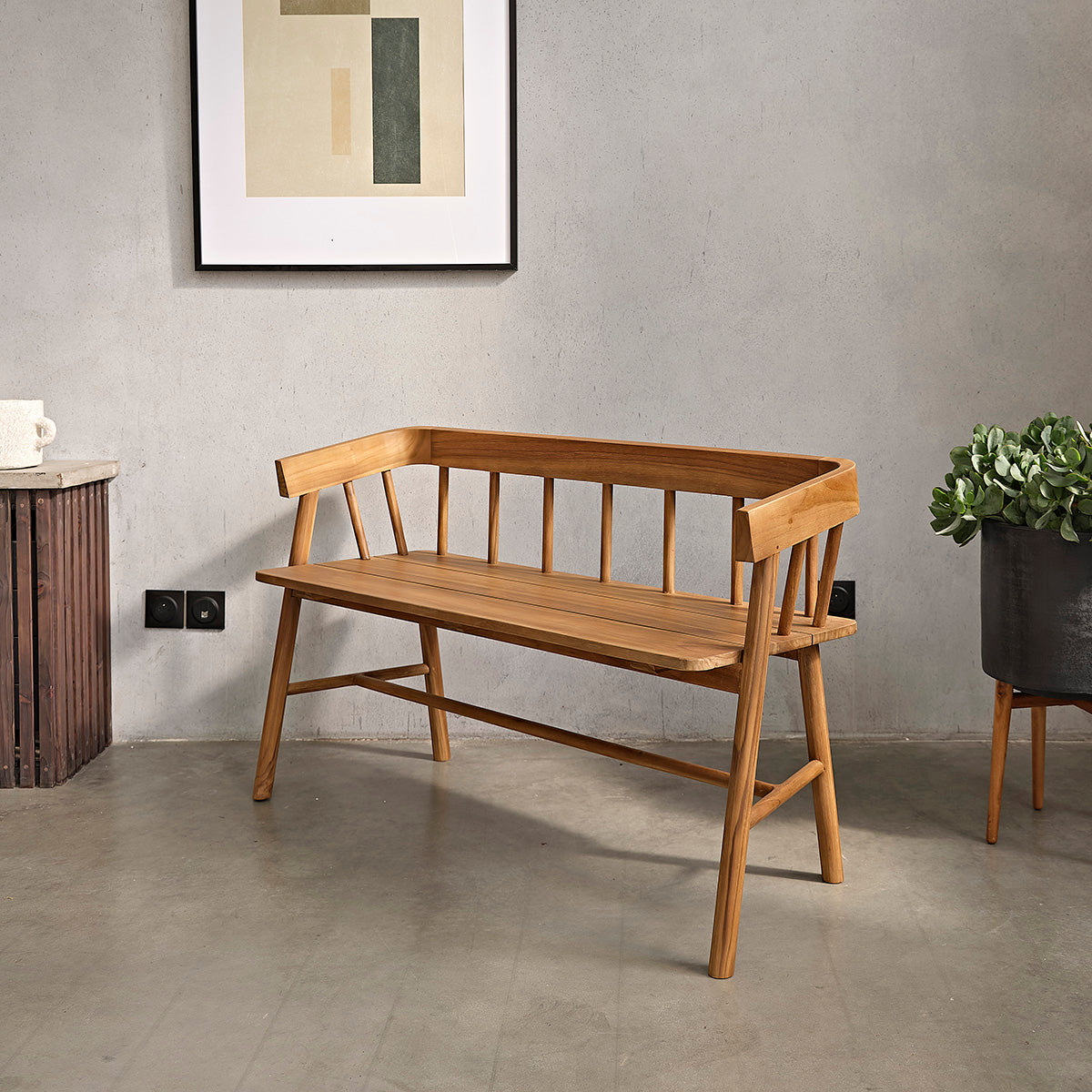 NIDO - Bank aus massivem Teakholz 120 cm 